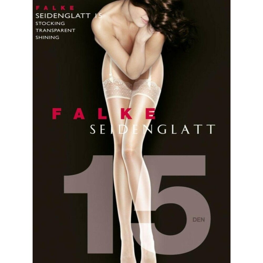 Falke Seidenglatt 15 luxury lace top stockings Color Powder Size Small 41511
